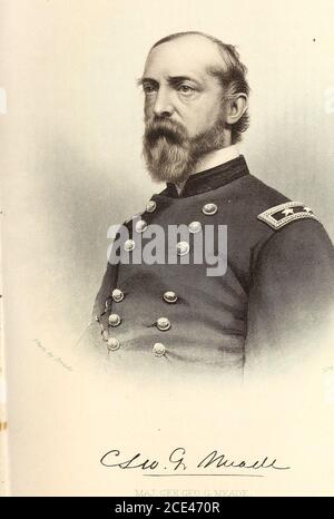 . The life and campaigns of Lieut.-Gen. U. S. Grant, from his boyhood to the surrender of Lee . s for his departure. He left Washington, with hisstaff, on the evening of March 11th, for the West. The day after, the following order was promulgated:— War Department, Adjutant-Generals Office, |Washington, March 12,1864. The President of the United States orders as follows: I. Major-General Halleck is, at his own request, relieved from duty asGeneral-in-Chief of the Army, and Lieutenant-General U. S. Grant isassigned to the command of the Armies of the United States. The head-quarters of the Army Stock Photo