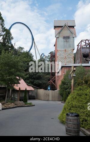 Dollywood amusement park in Tennessee, open to very limited capacity during Covid 19. Stock Photo