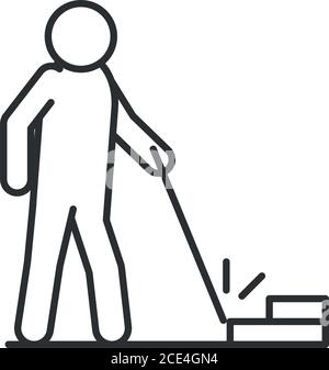 blind person walking with stick, world disability day, linear icon design vector illustration Stock Vector