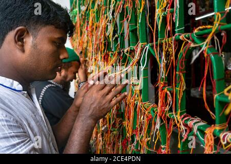 Shia Muslims in Bangladesh perform a ritual During COVID-19 Pendamic in Dhaka, Bangladesh on August 29, 2020. - Ashura, is a ten-day mourning period starting on the first day of Muharram on the Islamic calendar, to honours for Prophet Mohammed's grandson Imam Hussein in Karbala. (Photo by Md. Mir Hossen Roney/Pacific Press) Stock Photo