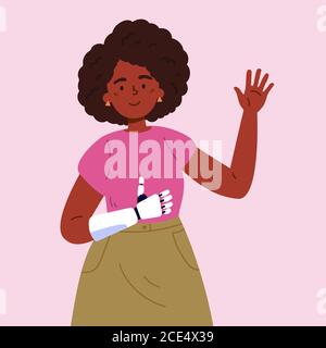 Young woman with artificial limb Stock Vector