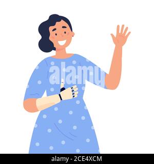 Young woman with artificial limb Stock Vector