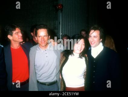 Westwood, California, USA 19th March 1996 (L-R) Actor Eric Roberts, actor Gregory Harrison, actress Margaret Cho and actor Bronson Pinchot attend United Artists' 'It's My Party' Premiere on March 19, 1996 at Avco Cinema Center in Westwood, California, USA. Photo by Barry King/Alamy Stock Photo Stock Photo