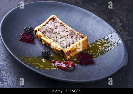 French pate en croute with goose liver Stock Photo