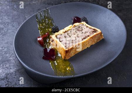 French pate en croute with goose liver Stock Photo