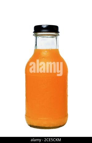Orange Juice Bottle Isolated on white background with clipping path Stock Photo