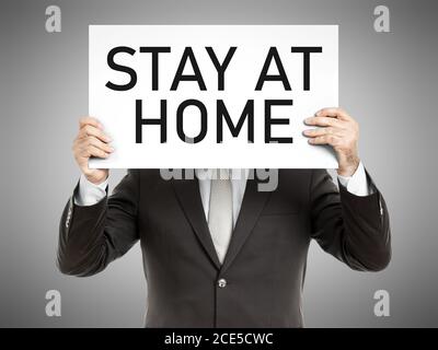 business man message stay at home Stock Photo