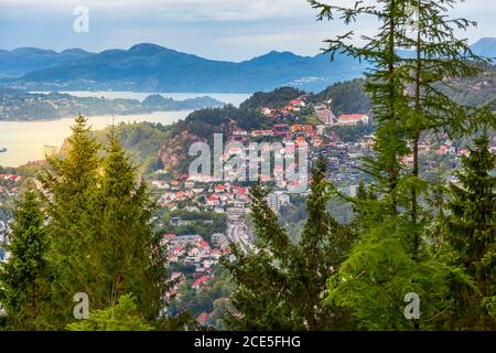 Bergen, Norway aerial sunset view Stock Photo