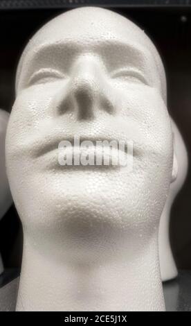 Male Styrofoam head on display in store Stock Photo