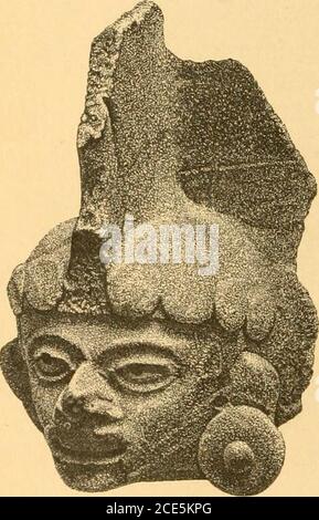 . A larger history of the United States of America, to the close of President Jackson's administration . SCULFTUKEl.) HEAD OF YUCATAN. Statue like that of Chaac-Mol, discovered by Dr. Le Plongeonat Chichen - Itza, should have been produced by a race notdiffering in descent or essential habits from the Northern Iro-quois, seems simply incredible. 22 HISTORY OF THE UNITED STATES. Consider the difference. In Central America we find theremains of a race which had begun to busy itself with the veryhighest department of art, the delineation of the human figure;and which had attained to grace and vig Stock Photo