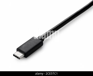 Shooting USB Type-c placed on a blue background from an angle Stock Photo