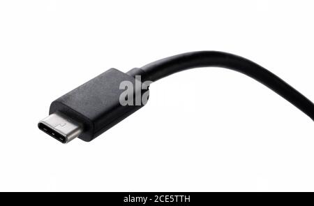 Shooting USB Type-c placed on a blue background from an angle Stock Photo