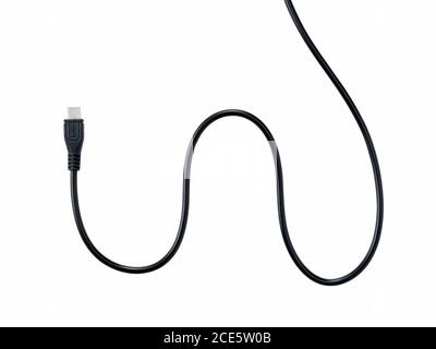 Shooting a micro USB placed on a blue background from an overhead view Stock Photo