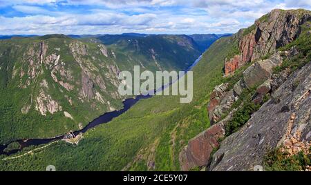 Acropole des Draveurs,  view of Hautes-Gorges-de-la-Riviere-Malbaie, Quebec, Canada Stock Photo