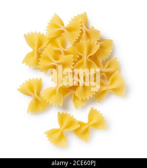 Shooting Farfalle placed on a white background from an overhead view Stock Photo