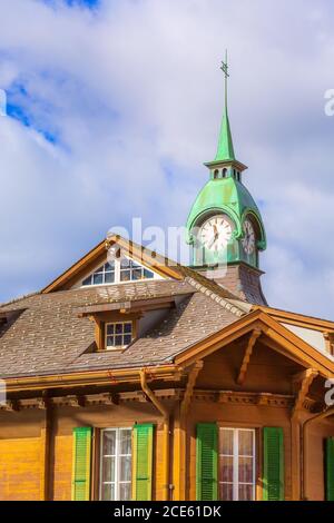 Railway station in Wengen, Switzerland Stock Photo