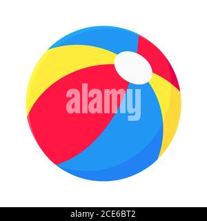 Inflatable beach ball flat style design vector illustration icon sign. Stock Vector