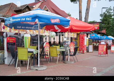 Snack bars without holiday guests in the holiday resort of Pobierowo on the Polish Baltic Sea coast Stock Photo