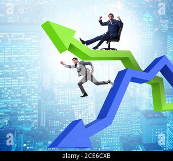 The growth and decline concept with businessmen Stock Photo