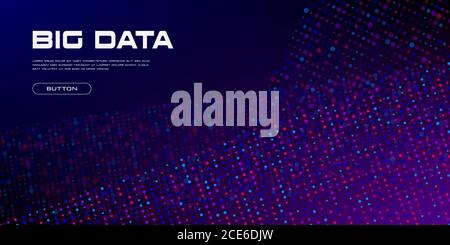 Big Data streams. Big data flows of vivid particles with copy space. Binary code structure. Abstract background. Vector Stock Vector