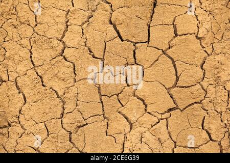 Cracked clay baking under a hot sun Stock Photo