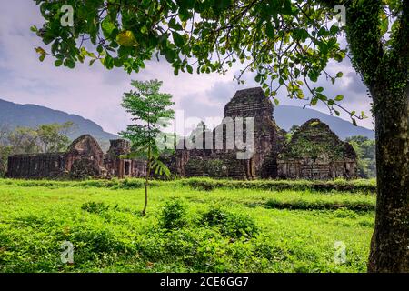 My Son is a temple city in central Vietnam. In 1969 the temple complex was destroyed by American bombardments. In 1999 it was declared a World Heritag Stock Photo