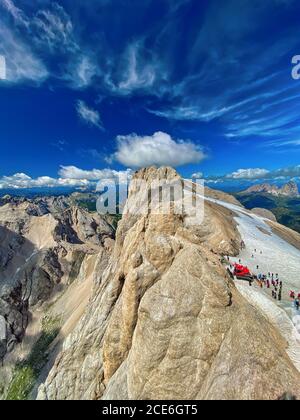 Beautiful glacier of Marmolada, italian alps in summer Stock Photo