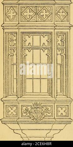 . The Englishman's house, from a cottage to a mansion. A practical guide to members of building societies, and all interested in selecting or building a house . HARRINGTON HOUSE. 493. V^ JUTElevation of bay window. Stock Photo