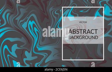 Vector abstract background blue stripes in fluid design style on a black Stock Vector