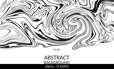Vector abstract background black stripes zebra print effect on white background. Fluid art Stock Vector