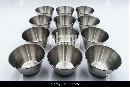 Steel molds for cupcakes and muffins, isolated on white background Stock Photo