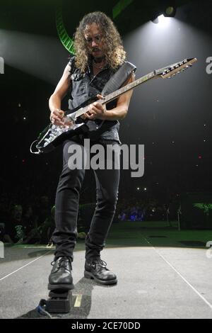 Sunrise, United States Of America. 01st Oct, 2009. SUNRISE, FL - OCTOBER 01: Kirk Hammet of Metallica performs at Bank Atlantic Center on October 1, 2009 in Fort Lauderdale, Florida. People: Kirk Hammet Credit: Storms Media Group/Alamy Live News Stock Photo