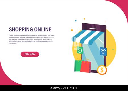 shopping online web banner. premium vector Stock Vector