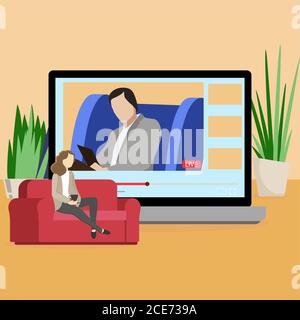 Online psychotherapy. Live stream psychologist consultation. Vector mental psychology, health help consultation depression, illustration helpline psyc
