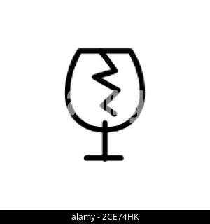 broken glass line icon vector illustration Isolated On white Background Stock Vector