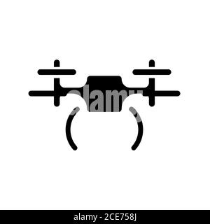drone symbol flat black line icon, Vector Illustration Stock Vector
