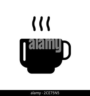 tea cup symbol flat black line icon, Vector Illustration Stock Vector