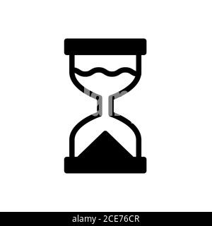 sand glass clock, time management, target symbol flat black line icon, Vector Illustration Stock Vector