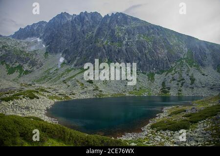 Batizovské tarn under the most highest peak in the High Tatras, Gerlach peak, Slovakia Stock Photo