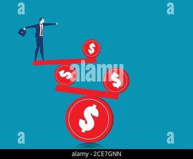 Businessman on the balance. Concept business illustration. Vector flat Stock Vector