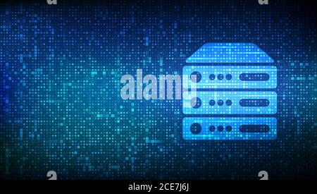 Server and data storage background. Computer server icon made with binary code. Server hosting. Digital binary data and streaming digital code. Matrix Stock Vector