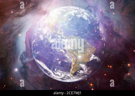 Earth. Solar system. Awesome print for wallpaper. Elements of this image furnished by NASA. Stock Photo