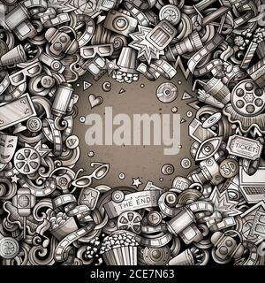 Cartoon cute doodles cinema frame design Stock Vector