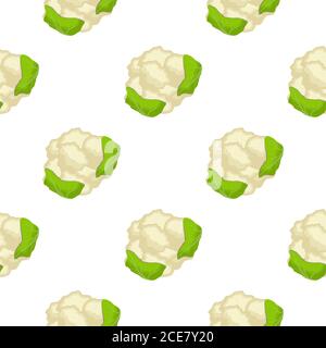 Illustration on theme of bright pattern cabbage, vegetable cauliflower for seal. Vegetable pattern consisting of beautiful cabbage, many cauliflower. Stock Vector