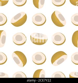 Illustration on theme big colored seamless longan, bright fruit pattern for seal. Fruit pattern consisting of beautiful seamless repeat longan. Simple Stock Vector