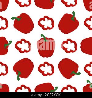 Illustration on theme of bright pattern bell pepper, vegetable capsicum for seal. Vegetable pattern of beautiful bell pepper, many capsicum. Simple co Stock Vector