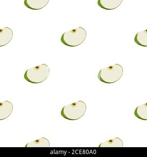 Illustration on theme big colored seamless apple, bright fruit pattern for seal. Fruit pattern consisting of beautiful seamless repeat apple. Simple c Stock Vector