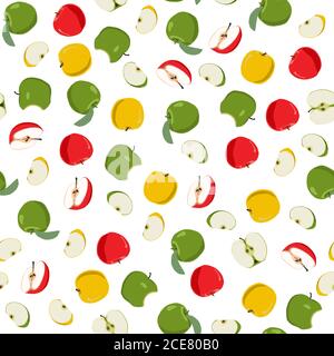 Illustration on theme big colored seamless apple, bright fruit pattern for seal. Fruit pattern consisting of beautiful seamless repeat apple. Simple c Stock Vector