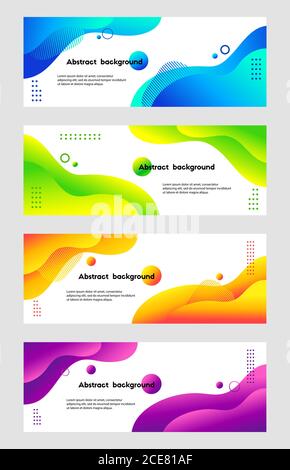 Liquid abstract vector backgrounds. Set of fluid banner templates for social media, web sites. Wavy shapes Stock Vector