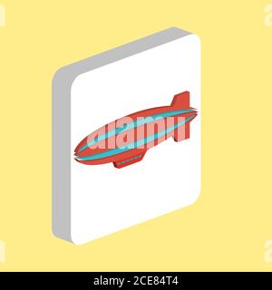 Blimp, zeppelin Simple vector icon. Illustration symbol design template for web mobile UI element. Perfect color isometric pictogram on 3d white squar Stock Vector
